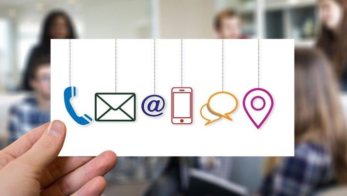 Collage mit Icons für verschiedene Kontaktarten