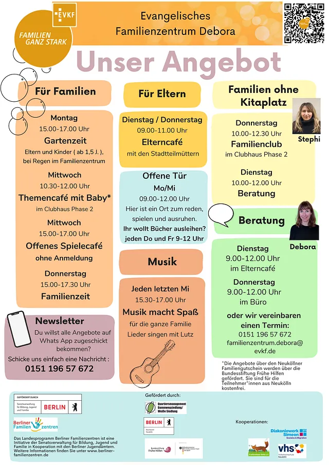 Plakat des Familienzentrums Debora mit allen Angeboten
