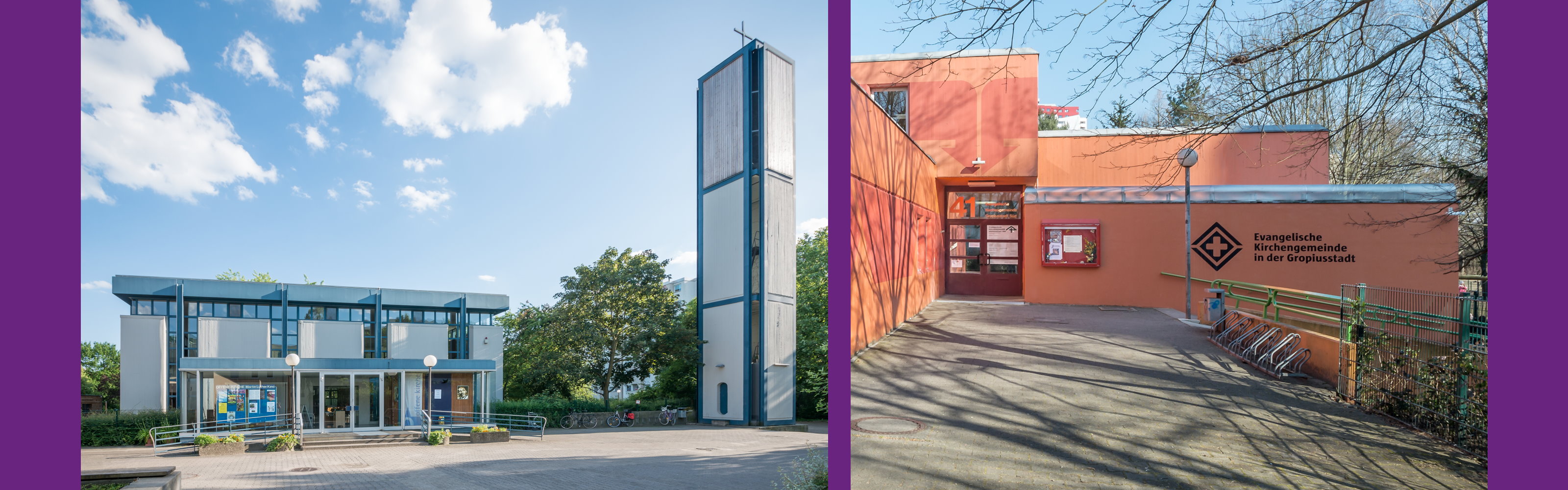 Martin-Luther-King-Kirche und Familienzentrum Apfelsinenkirche von außen