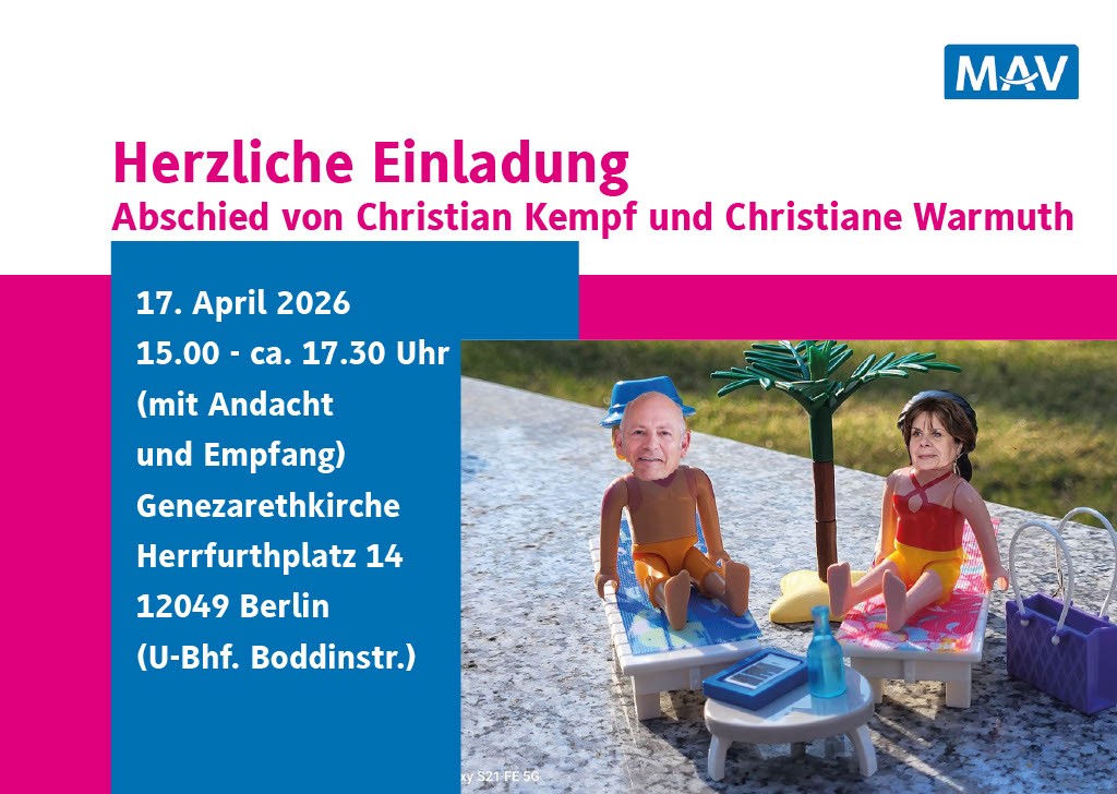 Einladungskarte für Abschied von Christian Kempf und Christiane Warmuth am 17.4.2026