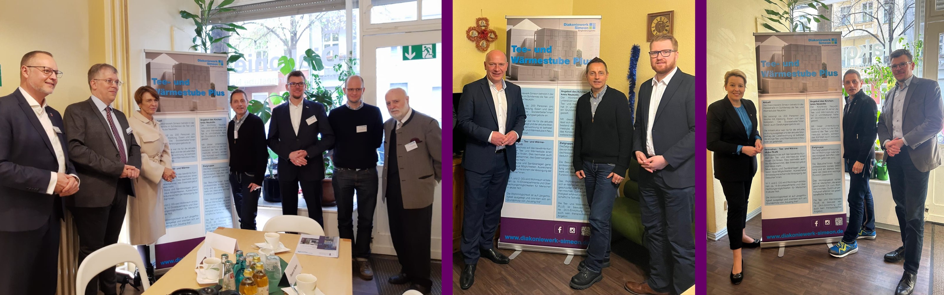 Beteiligte am Projekt 'Tee- und Wärmestube Plus', u.a. Christian Nottmeier, Kai Wegner, Oliver Unglaube'