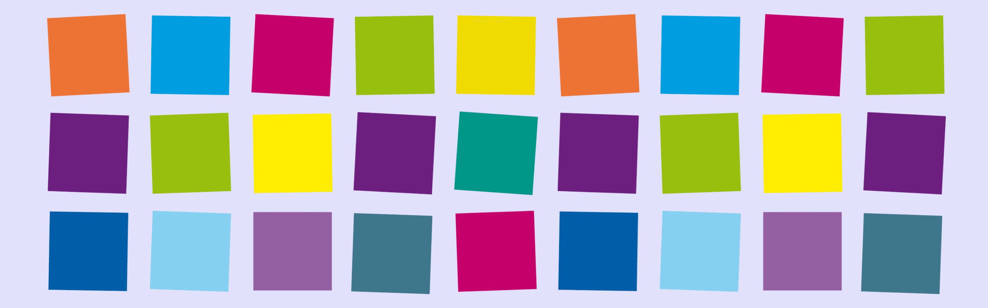 Grafik mit bunten Quadraten, die die verschiedenen Arbeitsbereiche symbolisieren