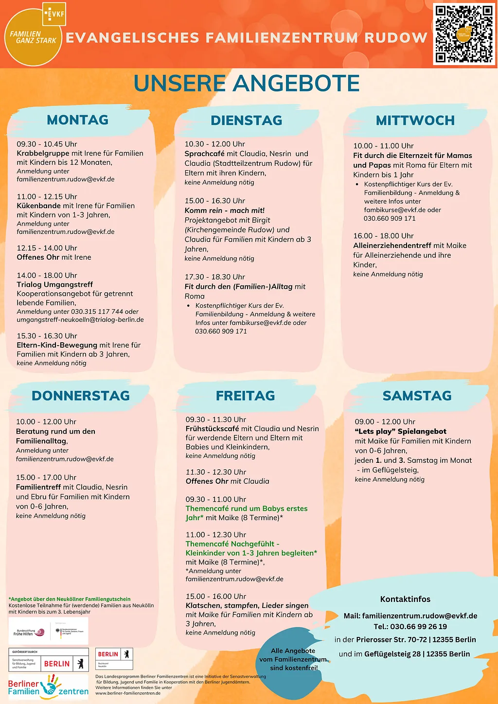 Wochenprogramm Familienzentrum Rudow