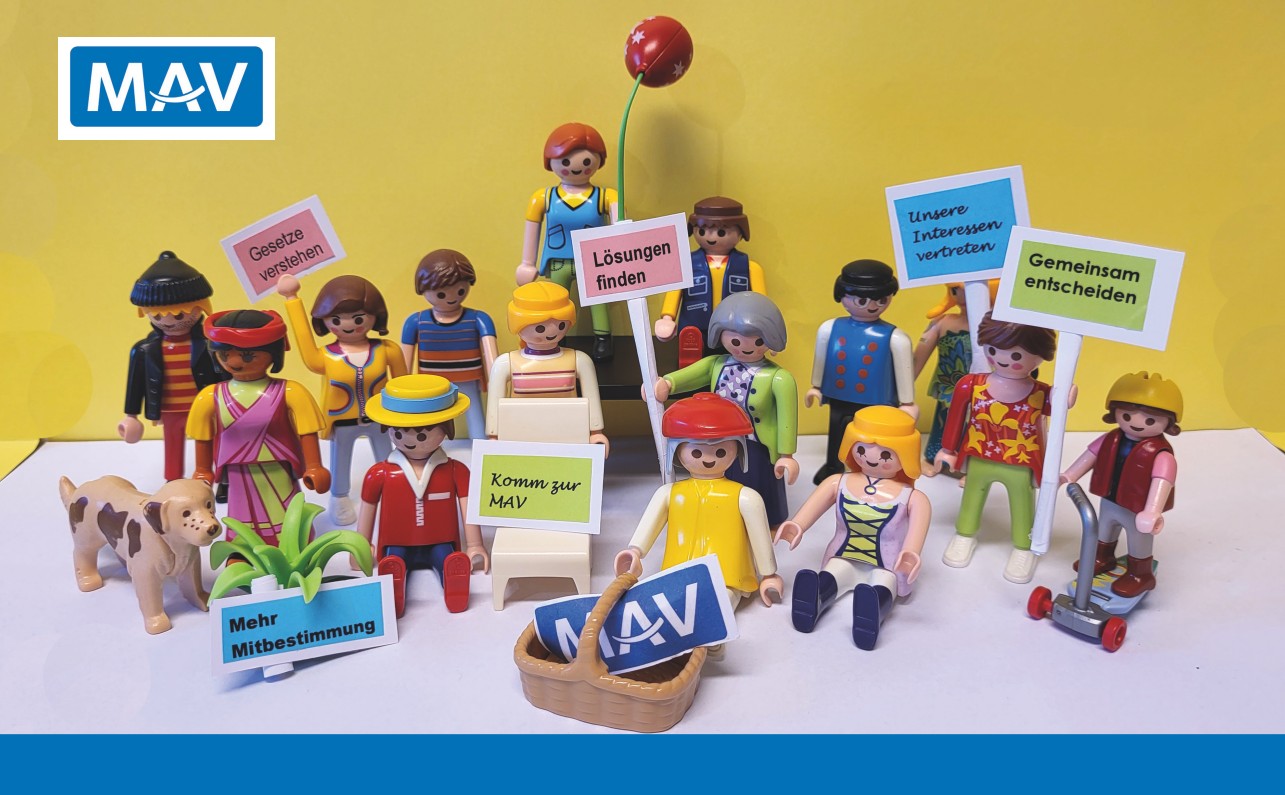 Plakt zur MAV-Wahl mit Playmobil-Figuren
