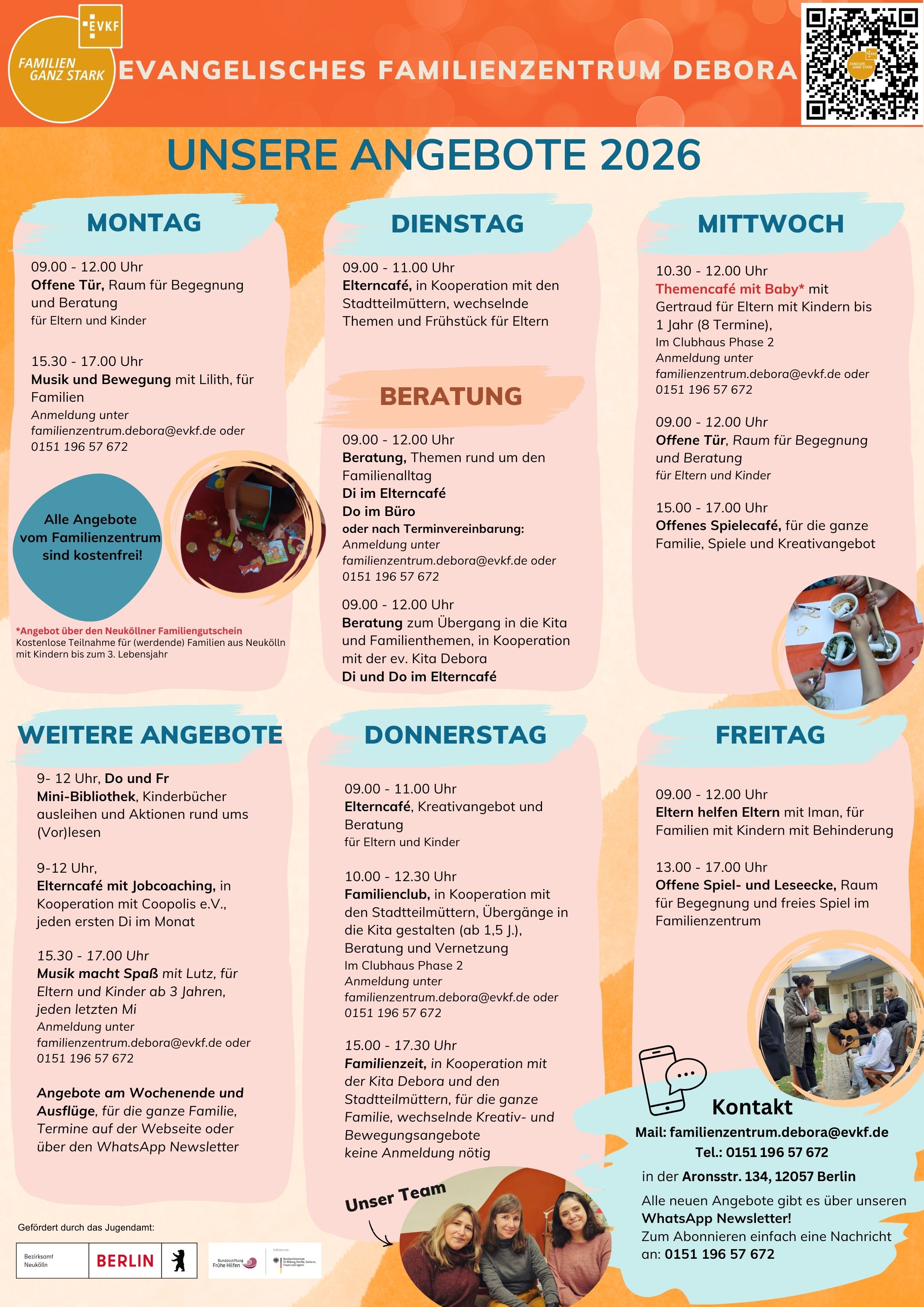 Plakatmit den Terminen des Familienzentrums Debora