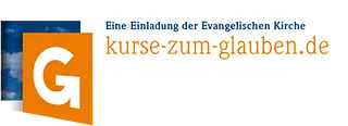 Großes G mit Text "Eine Einladung der Evangelischen Kirche kurse-zum-glauben.de"