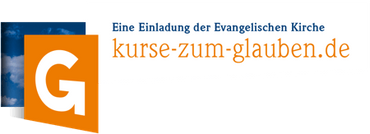 Großes G mit Text "Eine Einladung der Evangelischen Kirche kurse-zum-glauben.de"