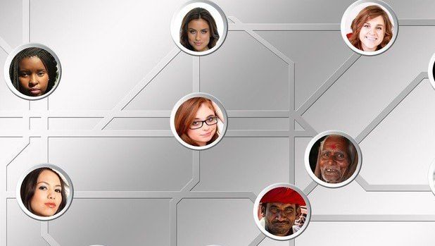 Kreise mit Gesichtern sind über Linien miteinander verbunden