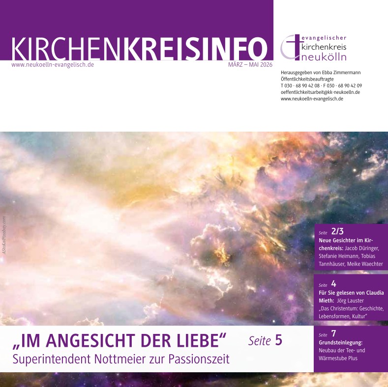Titelblatt der KirchenkreisInfo März 2026 mit Bild von einem Abendhimmel